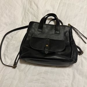 Fossil Black Leather Backpack Purse